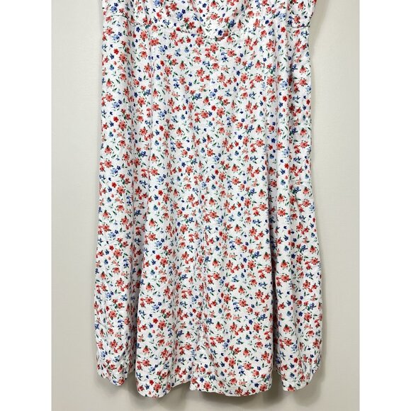 Old Navy Dress Women 3X White Blue Red Linen Floral Sleeveless Sundress Tropical - Picture 5 of 11